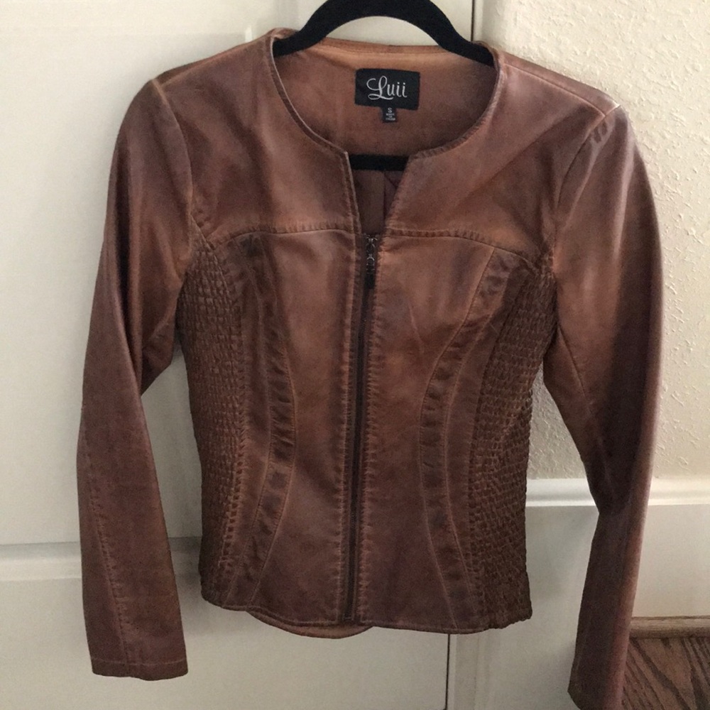 Luii Brown Faux Leather Jacket